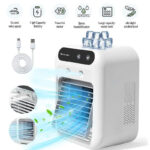 BougeRV Portable Air Cooler Fan 3 in 1 Rechargeable Fan with 2 Mist Speeds and Powerful Wind, Mini Multifunctional Cooling Fan for Bedroom, Office, Camping